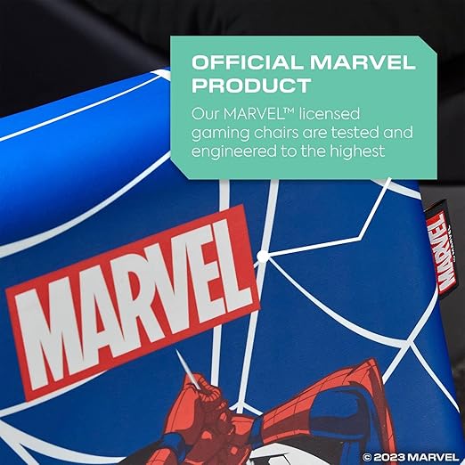 X-Rocker Official Marvel Spider-Man Video Rocker Gaming Chair for Juniors Folding Rocking Seat Spiderman Licensed Console Gaming Seat Faux Leather Chair for Children Hero - Spider Man Edition BLUE