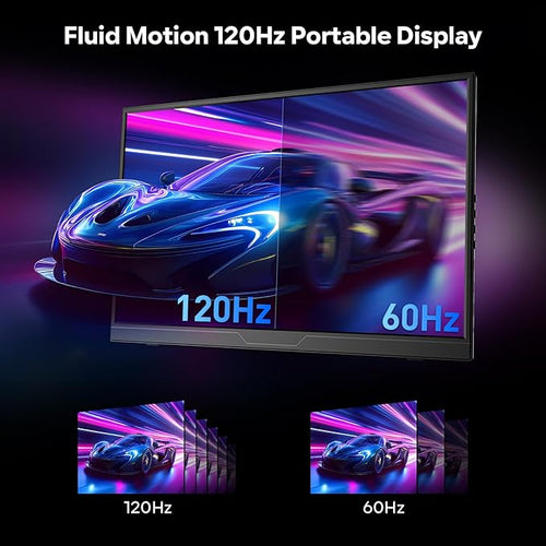 120Hz Portable Gaming Monitor 16 1200P FHD 100% sRGB Portable Display with Adjustable Stand USB-C &amp HDMI External Monitor &amp Travel Screen for Laptop Mac PC Phone Xbox PS5 Switch
