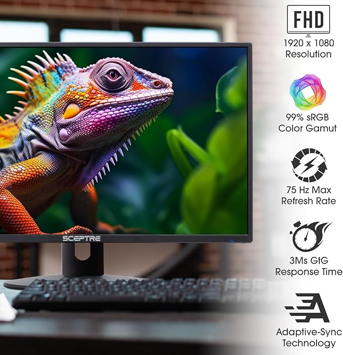 2X Pack - 24 Inch Monitor FHD 100Hz Computer Monitor HDMI X2 VGA 99% sRGB Build-in Speakers Wall Mount Tilt Professional and Gaming Monitor – Machine Black 2X Pack