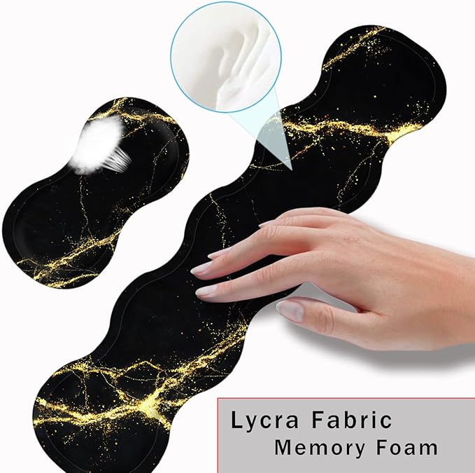 Keyboard Wrist Rest and Mouse Pad with Wrist Support Set Ergonomic CoasterMemory FoamEasy Typing Pain ReliefLarge XL Desk Mat 31.5x 11.8Black Marble