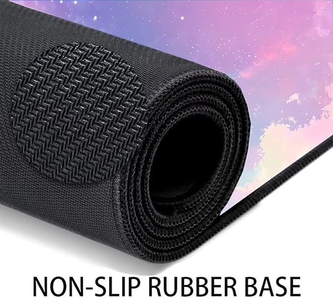 Large Mouse Pad Starry Sky Desk Mat Pink Office Gaming Mouse Pad with Stitched Edges 32x12in Extended Mousepad with Non-Slip Waterproof Rubber Base for PC Laptop Desk Home Office Accessories a-6726
