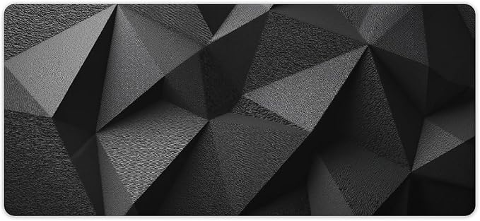 Geometric Black Gaming Mouse Pad Non-Slip Rubber Base 3XL Mousepad with Stitched EdgesWaterproof Washable Mouse Mat for Desk Home Office Gaming 35.5x16