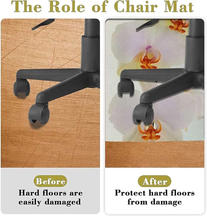 Pink Purple PU Leather Carpet for Hard Wood &amp Tile Floor Modern Romantic Floral Design Chair Rugs Floor Protectors Mat Computer Chair Mat for Rolling Chair Abstract Diameter 47.2 in