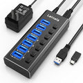 Powered USB Hub 3.0 Leinsis 7-Port USB 3.0 Hub [Durable Aluminum] 7 Data Transfer Ports+ 4 Smart Charging Ports with Individual On/Off Switches USB Hub 3.0 Powered with Power Adapter for Laptop PC