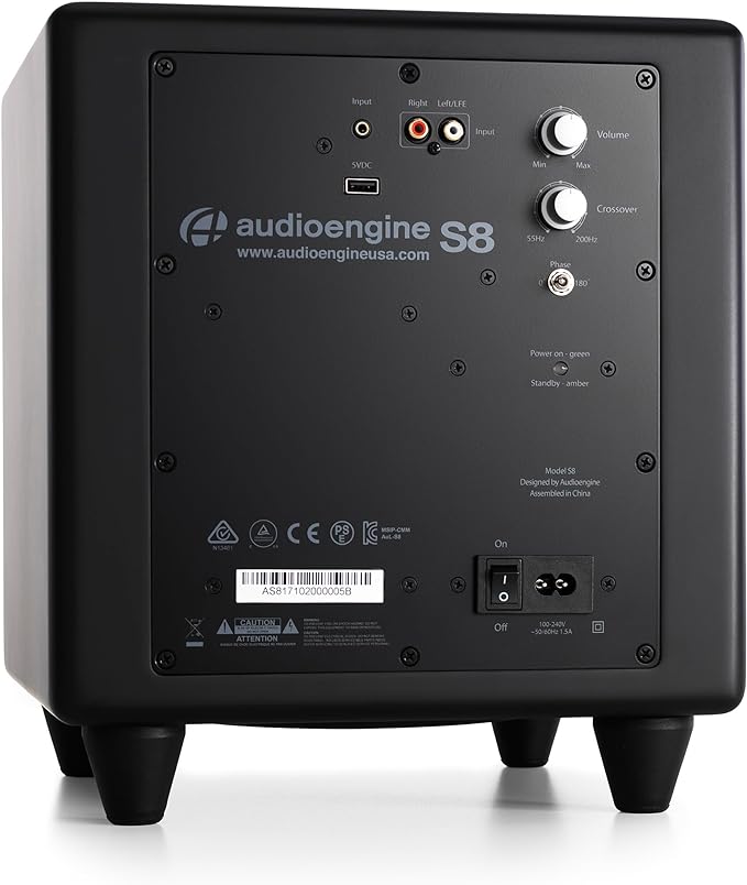 Audioengine A2 Black Bluetooth Speakers with S8 Black Subwoofer and DS1M Metal Stands