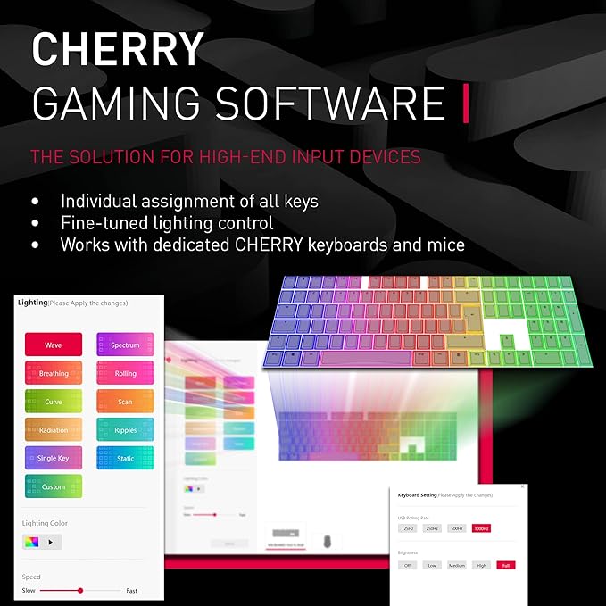 Cherry MX 3.0S Wireless Mechanical Gaming Keyboard. Aluminum Housing Built for Gamers w/MX Brown or Red Switches. RGB Backlit Color Display Over 16m Colors. (White w/MX Brown Switches)