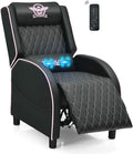 POWERSTONE Gaming Chair Recliner with Footrest Breathable PU Leather Massage Recliner - Ergonomic Sofa Computer Chair with Lumbar Support Headrest and Side Pouch for Living Room Home TheaterPink