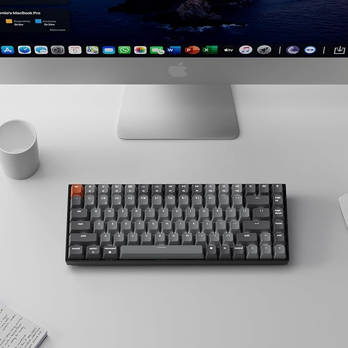 Keychron K2 75% Layout Bluetooth Wireless Mechanical Gaming Keyboard Silent K Pro Red Switch/White LED Backlit/USB C/Anti Ghosting/N-Key Rollover 84 Keys for Mac Windows