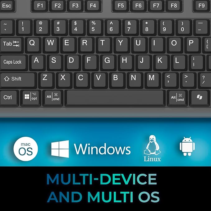 Adesso Wireless Keyboard with Touchpad 104 Key Full Size USB Dongle Receiver Multi OS Support Works with MacOs System &amp Multimedia Hotkeys Volume Control with Scroll Wheel WKB-4450UB
