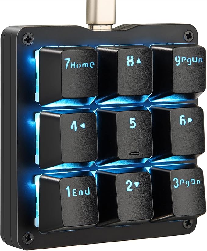 Koolertron Mechanical Numpad Macro Keyboard 9-Key Numeric Keypad LED Backlit Gaming Keyboard Fully Programmable Number Pad Keyboard Computer High Ground Mechanical Macro Number Keypad