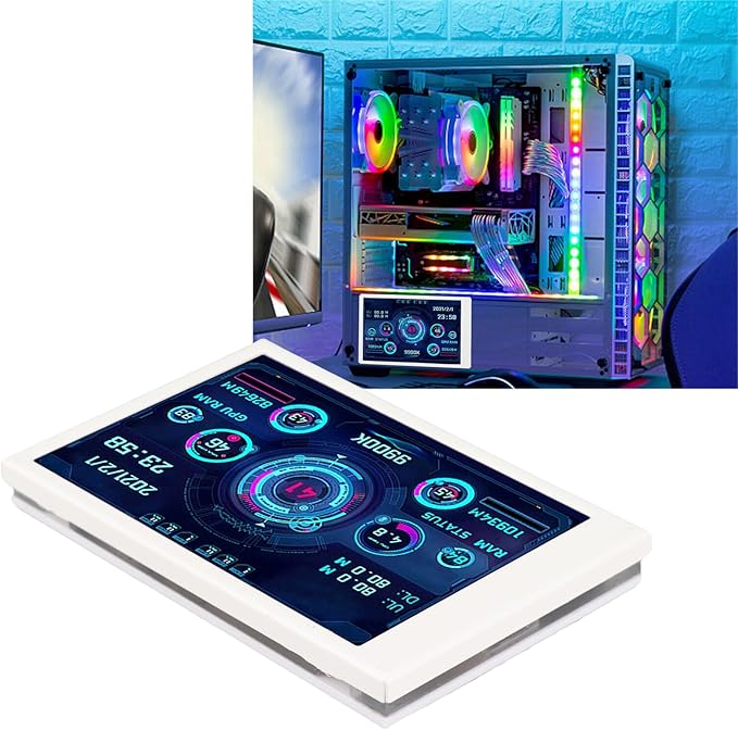 ZJchao Pc Temperature Display 3.5in Computer Temp Monitor Full View Display Computer Temp Monitor Computer Temperature Display with Stand for AIDA64 PC CPU RAM Hard Disk Data