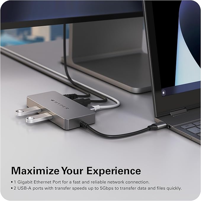 HyperDrive 5 Port USB C Hub - 86W Power Delivery 4K HDMI Ethernet 5Gbps USB-A USB Hub for Laptop Chromebooks and USB-C Compatible Devices