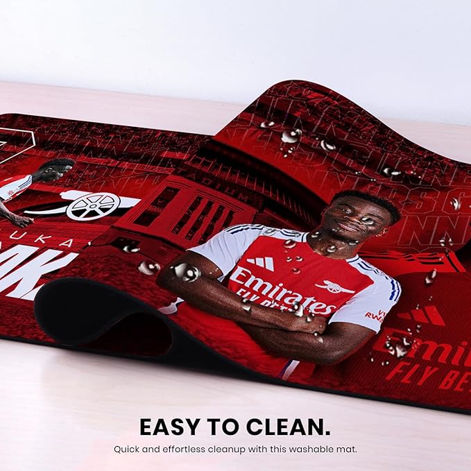 Head Case Designs Officially Licensed Arsenal FC Bukayo Saka 2024/25 Crest Kit and Players 37.4 x 15.75 x 0.16 inches (900 x 400 mm) - XL Gaming Office Desk PC Keyboard Mouse Mat Pad