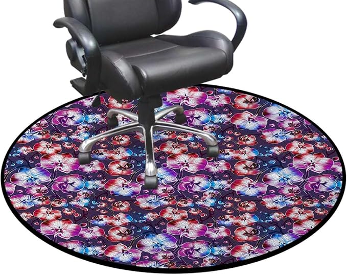 Multicolor Round Area Rug Washable Indoor Throw Rugs for Living Room Bedroom Petals Arranged in Vortex Abstract Swirling Diameter 39.4 in