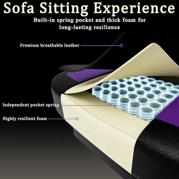 Gaming Chair with Pocket Spring Cushion and Footrest Ergonomic Computer Chair for Adults Breathable PU Leather Game Chair