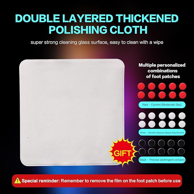 Glass Gaming Mouse Pad Micro-Etched SurfaceTempered Glass Ultra-Smooth Finish Anti-Slip Honeycomb Base 13.8 x 11.8 Inches（White-Small Logo）