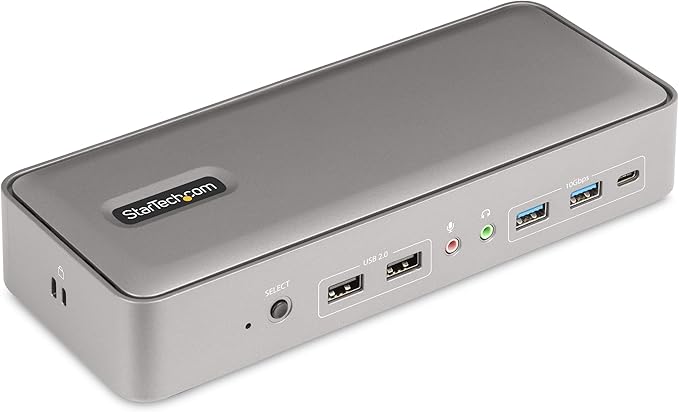 StarTech.com Dual-Laptop USB-C KVM Docking Station Dual Monitor 4K 60Hz DisplayPort Dock 5-Port USB Hub GbE 90W/45W Power Delivery to Two Laptops Windows/Mac 2-Host KVM Dock TAA