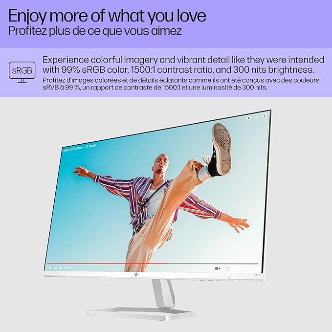 HP Series 5 27 inch FHD Monitor Full HD Display (1920 x 1080) IPS Panel 99% sRGB 1500:1 Contrast Ratio 300 nits Eye Ease with Eyesafe Certification 527sa (2024)