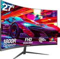 Gawfolk 27 inch Curved Gaming Monitor144Hz/180Hz PC Monitor Full HD 1080P Frameless 1800R Computer Display with FreeSync &amp Eye-Care Technology Wall Mountable DP HDMI Port (Black)
