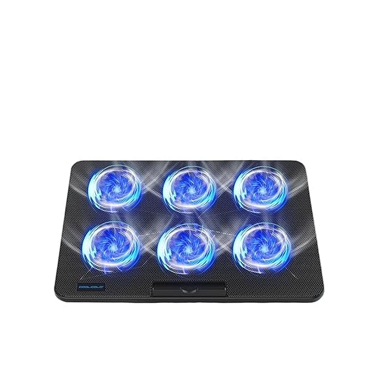 Compatible for 15.6-17.3 Inch Laptops Cooling Pad with 6 Quiet Fans Adjustable Height and Wind Speed Includes Phone Holder