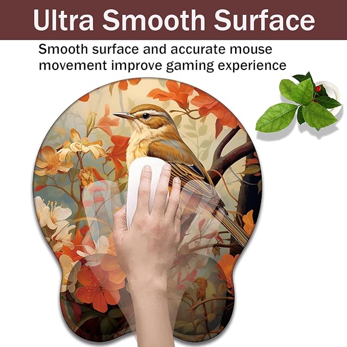 Keyboard Wrist Rest and Mouse Pad Wrist Support with Lace-Shaped Coaster Set Ergonomic Gel Memory Foam and Anti-Slip Base Easy Typing and Pain Relief - Larks Among Flowers