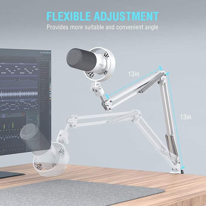 FIFINE XLR Dynamic Microphone with Boom Arm Kit for Vocal Recording Studio Podcast Mic Bundle with Metal Arm Stand Tap-to-Mute 3.5mm Headphone Jack for Streaming Music Creation (K688W+CS1W)