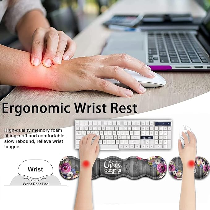 Large Gaming Mouse PadOffice Desk MatWaterproof Desk Writing Pad for Office/Home Ergonomic Keyboard Wrist Rest &amp Mouse Wrist Rest Vintage Watercolor Floral Laptop Desk Pad 31.5x11.8in