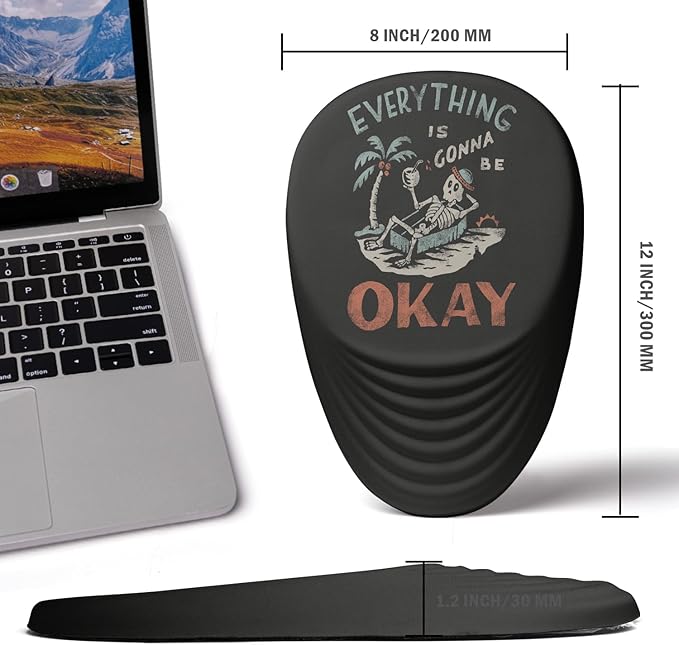 Ergonomic Mouse Pad with Wrist Rest SupportMousepad Relief Carpal Tunnel Pain Entire Memory Foam Mouse Pad with Non-Slip PU Base Wireless Mouse PadHuman Skeleton Skull