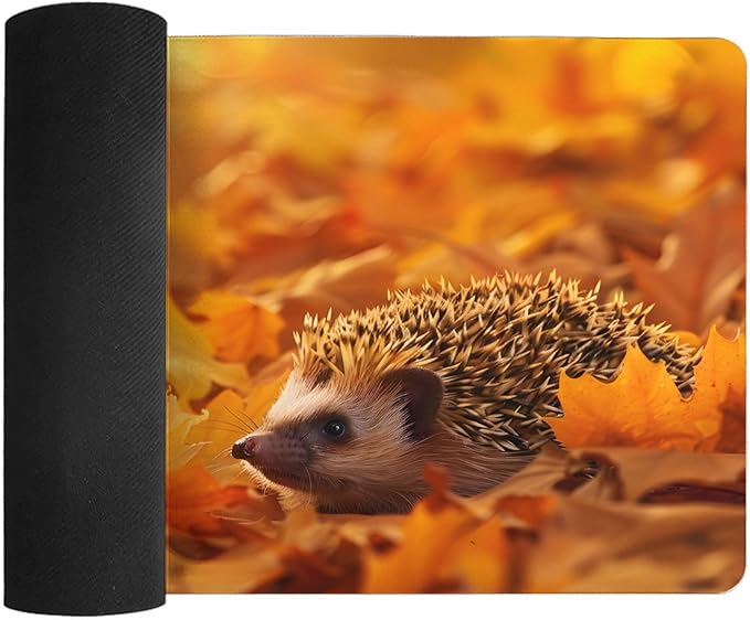 XXL Gaming Mouse Pad Animal Hedgehog Maple Leaf XXL Gaming Mouse Pad Large Desk Mat Protector for Desktop Anti-Slip Rubber Extended Computer Keyboard Mat Writing Pad 15.7 * 35.4 inB-1771