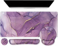 iCasso Purple Ergonomic Large Mouse Pad with Wrist Support 4in1 XXL Desk Mat Set- Keyboard Wrist Rest + Mouse Wrist Rest + Coaster Marble Style Desk Pad Mousepad