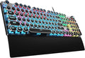 AULA F2088 Typewriter Style Mechanical Gaming Keyboard WiredBlue SwitchesRainbow LED BacklitRemovable Wrist RestMedia Control KnobRetro Punk Round KeycapsUSB Wired Computer Keyboard