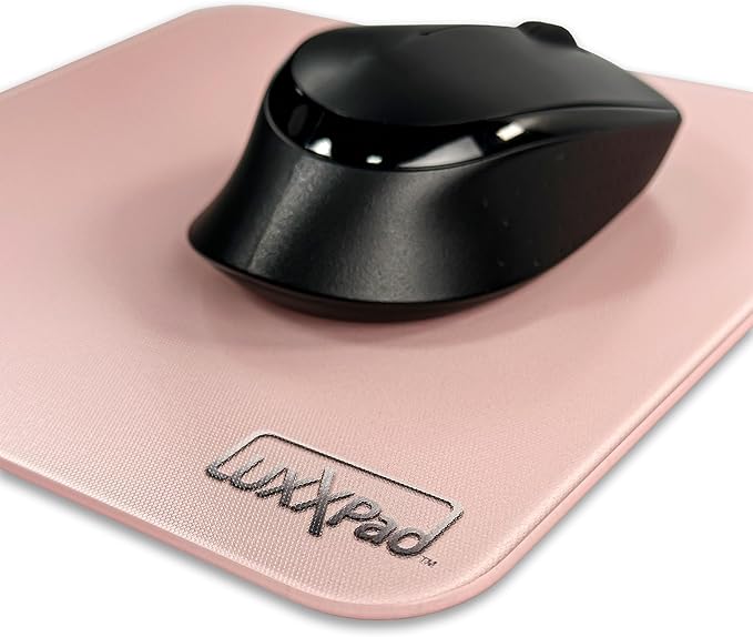 Glassboard Studio LuxxPad Glass Mouse Pad - Mouse Pad Gaming and Dry Erase Note Taking Pad Tempered Strong Glass with Rubber Non-Slip Feet for Gaming &amp Work (Blush Pink 10 x 14)