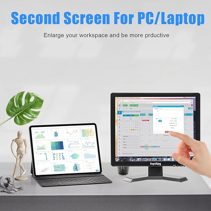 15 Inch Touch Screen Monitor 1024x768 Support HDMI VGA AV USB BNC 10 Points Capacitive Touch TFT LED Monitor for Laptop PC Xbox PS5/PS4 Switch POS Systems Built-in LounSpeakers