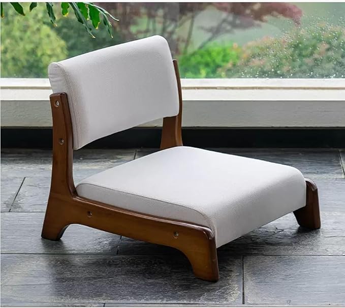 Aimeryup Parlour Floor Chair Wooden Artificial Leather Cushion Lazy Tatami Legless Chair Back Support 45X50X43CM(Size:45X50X43CMColor:D)