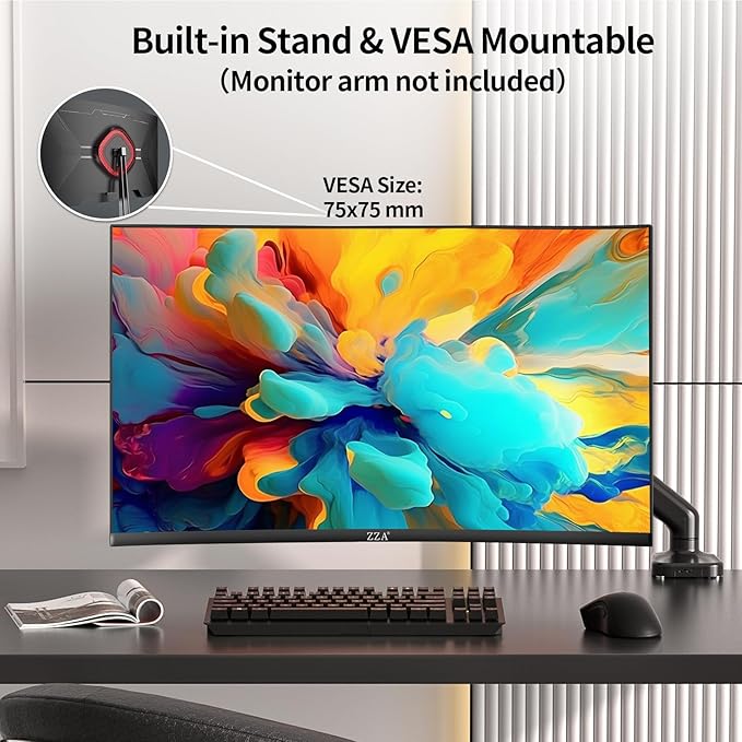 ZZA 27 Inch 4K Gaming MonitorDual Mode UHD(3840x2160) 144Hz &amp FHD（1920 * 1080） 300Hz Adaptive SyncHDMI 2.1 &amp DP 1.4 Tilt Adjustment PC Monitor VESA Black