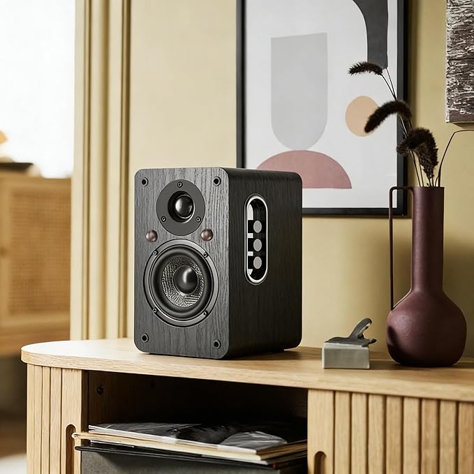 LONPOO Powered Bookshelf Speakers - Wireless 100W RMS Bluetooth with eARC - Powerful Home Music System - Home Theater Systems Studio Monitors