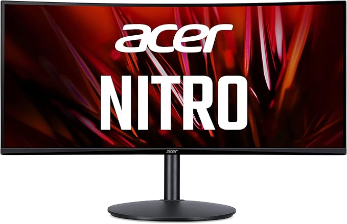 acer Nitro 34 QHD 3440 x 1440 1500R Curved PC Gaming Monitor AMD FreeSync Premium 165Hz Refresh 1ms (VRB) ZeroFrame Design 2 x Display Port 1.4 &amp 2 x HDMI 2.0 Ports XZ342CU SbmiipphxBlack