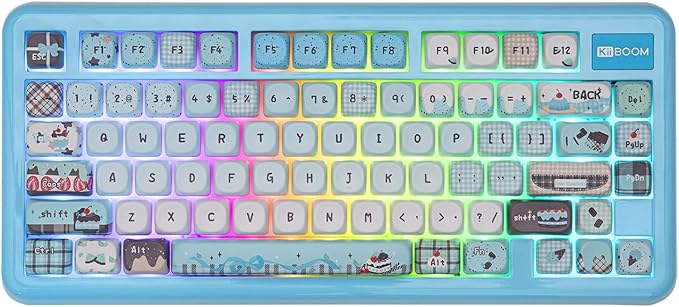 KiiBoom Phantom81 Lite 75% Gasket Mechanical Keyboard QMK&ampVIA Programmable 3 Modes Wireless Gaming Keyboard RGB Backlights ABS Case + UV Tech Hot-Swappable for Windows/Mac/Linux (Blue)