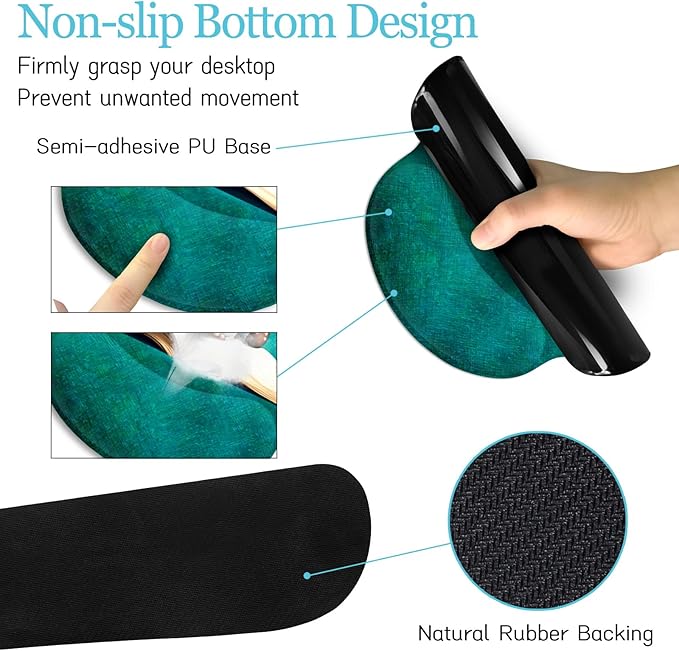 Desk Mat Pad Large Gaming Mouse Pad with Wrist Rest Wrist Support Ergonomic Mouse Pad Keyboard Mat Wrist Rest Cup Coaster Home Office Desk Accessories Decor Supplies Cute Elephant