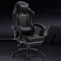 Gaming Chair Office Chair High-back Ergonomic Video Game Chairs with Footrest Lumbar Support and Headrest High Back Computer Chair Recliner with 360°-Swivel Seat Height AdjustableOne SizeBlack