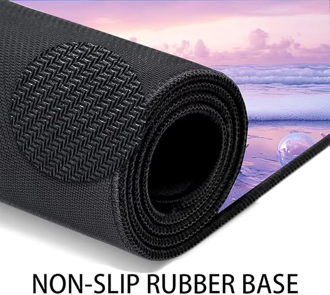 Large Mouse Pad Coastal Desk Mat Pink Office Gaming Mouse Pad with Stitched Edges 40x20in Extended Mousepad with Non-Slip Waterproof Rubber Base for PC Laptop Desk Home Office Accessories a-6722