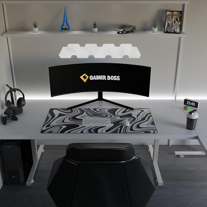Gamer Boss - Gaming Mouse Pad - 48 x 24 Inches - 4mm Thick with Stitched Edges Non-Slip Rubber Base Premium Cloth Mousepad Desk Mat for Laptop Keyboard Computer &amp PC (Mega Swirl)