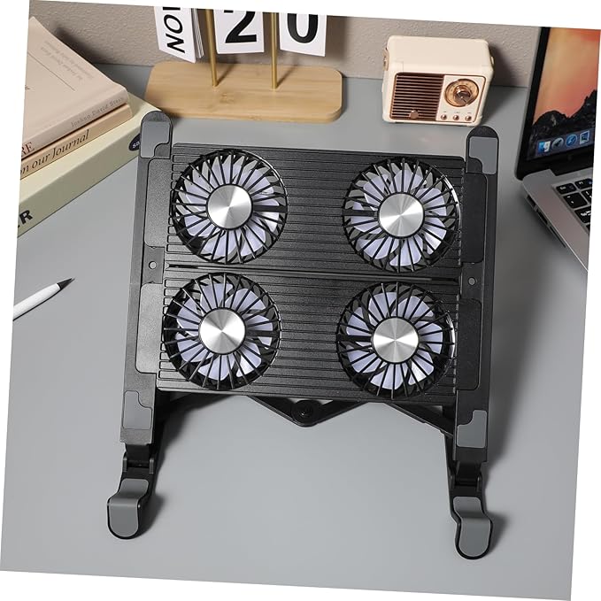 Laptop Cooling Stand Fan Portable Desk Riser Support Quiet and Efficient Cooling for Home Office Use