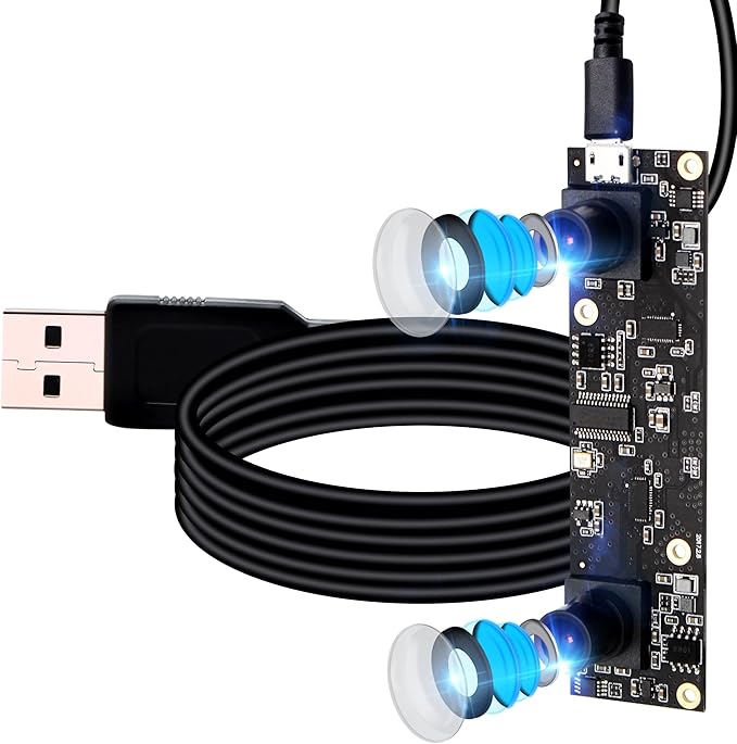 ELP 1080P Dual Lens USB 3D Stereo Webcam Board for Computer and Raspberry Pi - AR0330 Binocular USB2.0 PC Camera Mini UVC USB Security Laser Engraver Laptop Lightburn