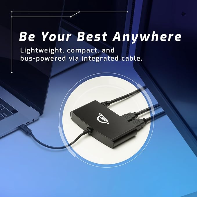 OWC Thunderbolt mini Dock Bus-Powered 5-Port Multi-Adapter with Dual 4K HDMI Dual USB Gigabit Ethernet Integrated 7.2-inch TB Cable for TB (USB-C) Equipped Mac and PC