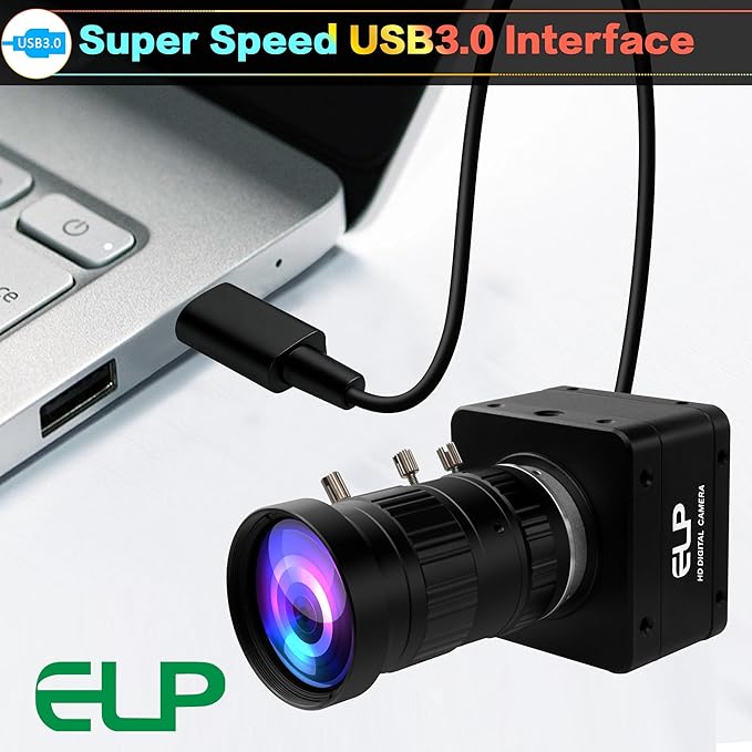 ELP Ultra HD 20MP Varifocal USB 3.0 Camera for Computer Manual Zoom 3840P USB3.0/2.0 Lightburn Cameras for Windows Linux Mac Pi 5-50mm 10X Variable Focus AR2020 High Speed 4K 30FPS Webcam for PC