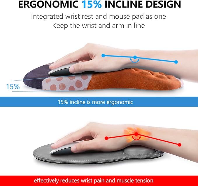 Mouse Pad Wrist Support Laokiiy 2 in1 Keyboard Wrist Rest+ Ergonomic Mouse Pad Non-Slip Wrist Rest for Computer Keyboard Made Easy Typing &amp Relieve Wrist Pain Boho