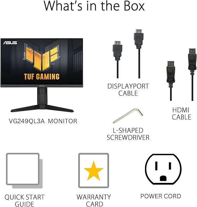 ASUS TUF Gaming 24” (23.8” viewable) 1080P Monitor (VG249QL3A) - Full HD 180Hz 1ms Fast IPS ELMB FreeSync Premium G-SYNC Compatible Speakers DisplayPort Height Adjustable 3 Year Warranty