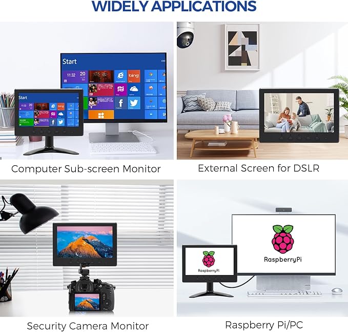 OSCY 7 Inch Small Monitor Mini HDMI Monitor 1024x600 Support HDMI VGA AV BNC Inputs Built in Dual Speaker and Remote Contro Tiny for PC/Mac/TV/Raspi/Camera/Gaming/CCTV