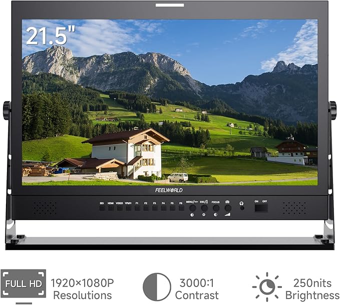 FEELWORLD 21.5 Inch 1920x1080 4K HDMI 3G-SDI Input and Output Broadcast Production MonitorDesktop Director Monitor with YPbPr Video